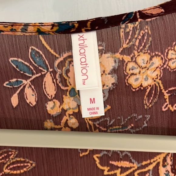 Cute Boho sheer cover up.  Ties under the bust.  Bell sleeves. - Picture 2 of 5